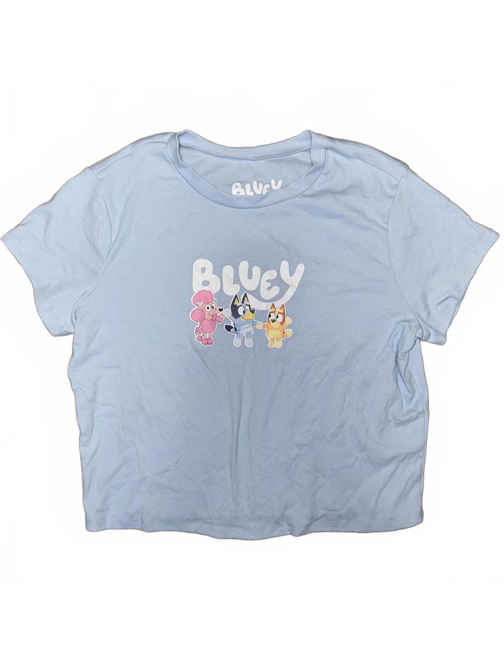 Bluey Cartoon Graphic Light Blue Crop T-Shirt size XL